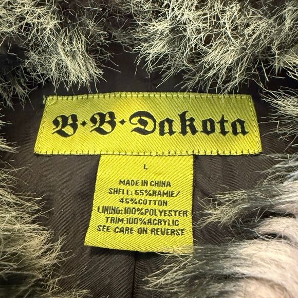 Vintage BB Dakota Black Cotton Velour Faux Fur Penny Lane Jacket Sz M/L Y2K - Picture 11 of 12